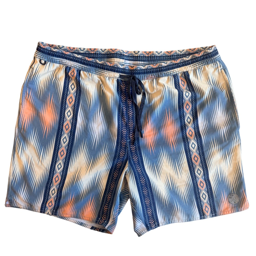 Roark Mens Tremor‎ Hemp Blend Aztec Southwestern Swim Board Shorts Blue/Gray XL